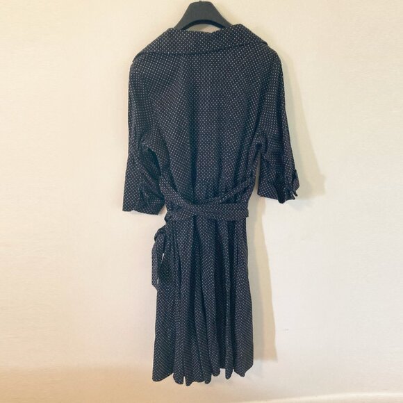 Lane Bryant Wrap Around Dress Size 22 Black White Polka Dot Flattering V Neck - Picture 7 of 8